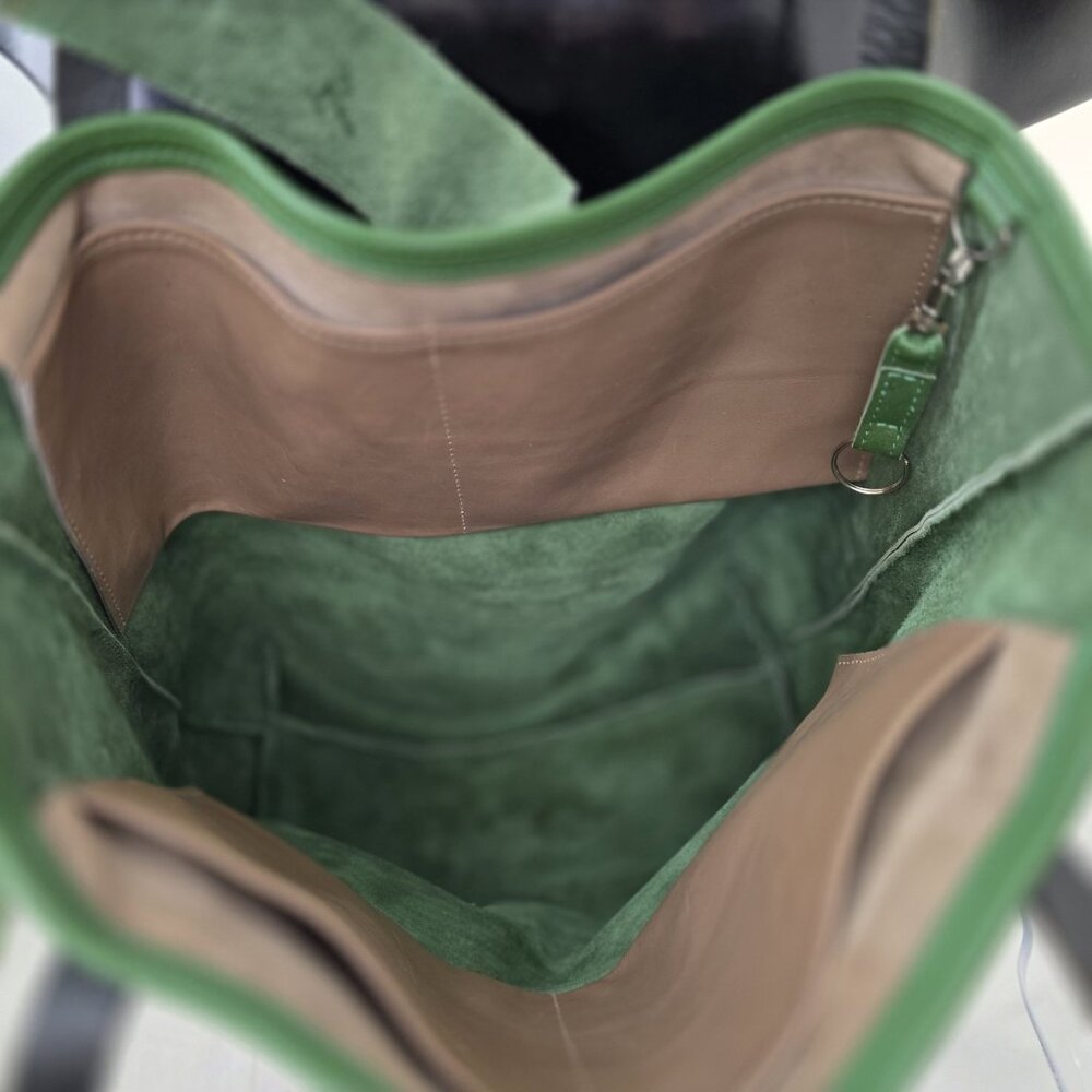 Handmade Grass Green Leather Tote Bag - Picture 6 of 16